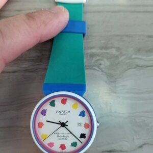 Armitron aWATCH Paint Color Watch Date Vintage Blue Pink Quartz Water Resistant